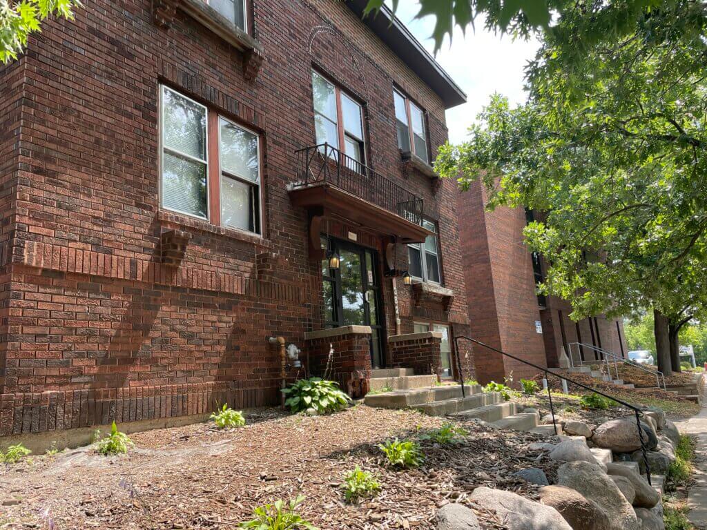Brick apartment building