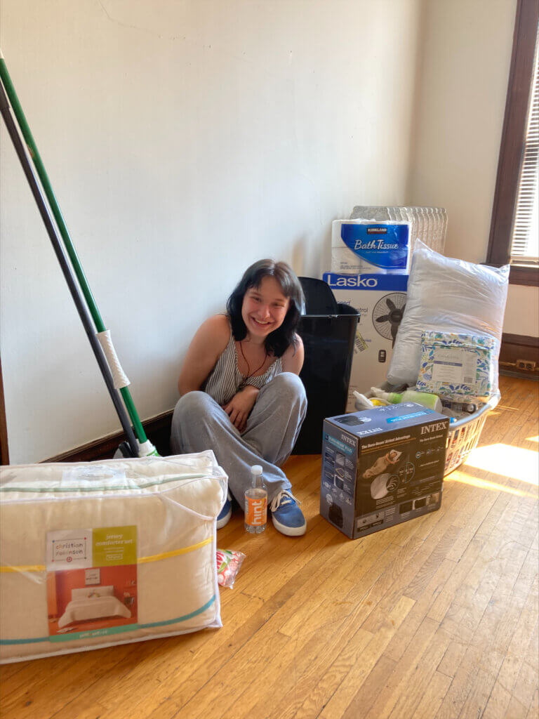 Youth moving in to apartment