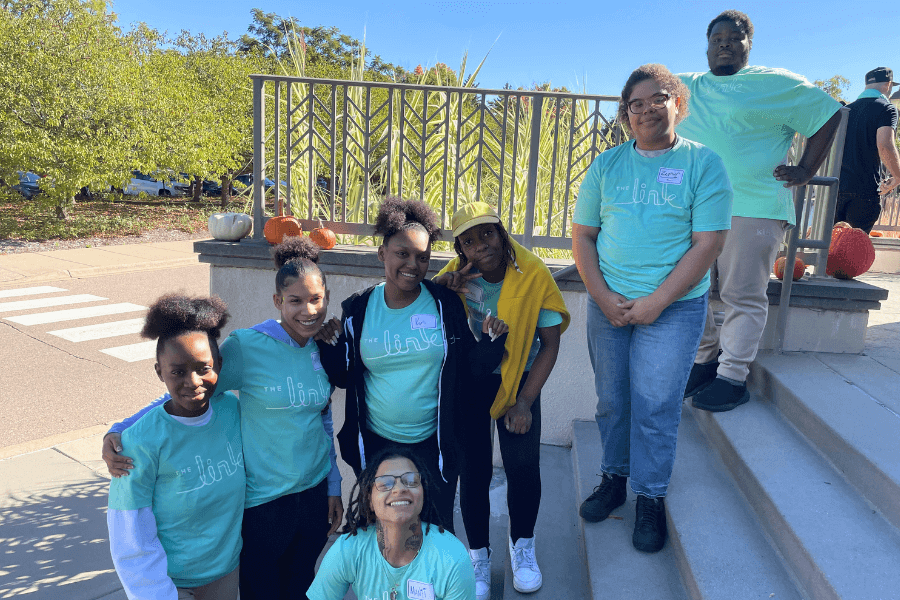 Youth standing on stairway