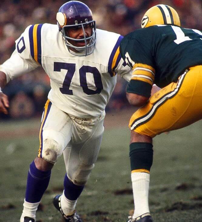Jim Marshall playing football for the Minnesota Vikings.